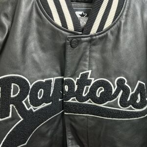 Raptors Leather Varsity Jacket - Black